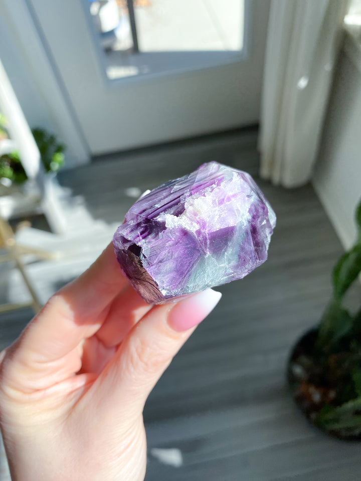 Polished Rainbow Purple Fluorite Point #14