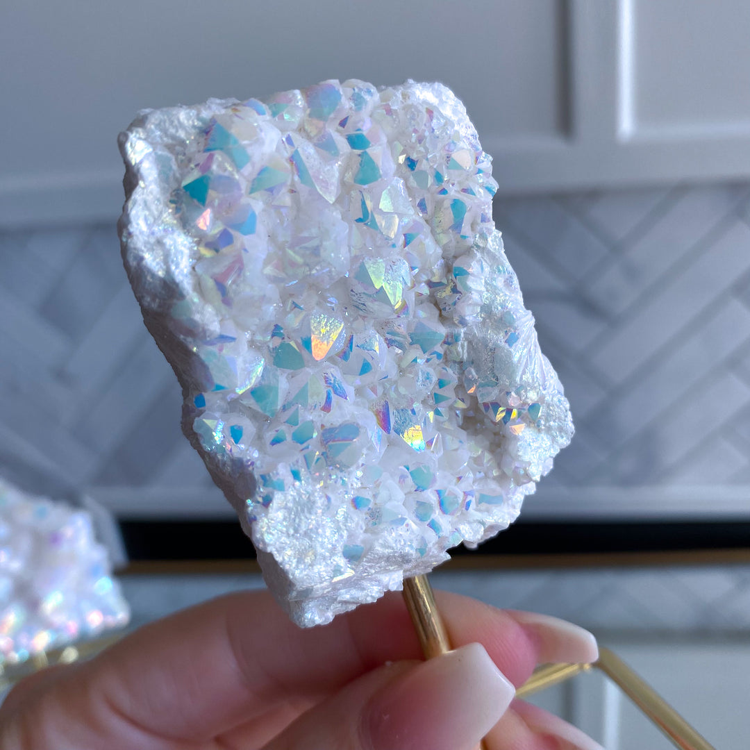 Angel Aura Quartz Cluster on Stand