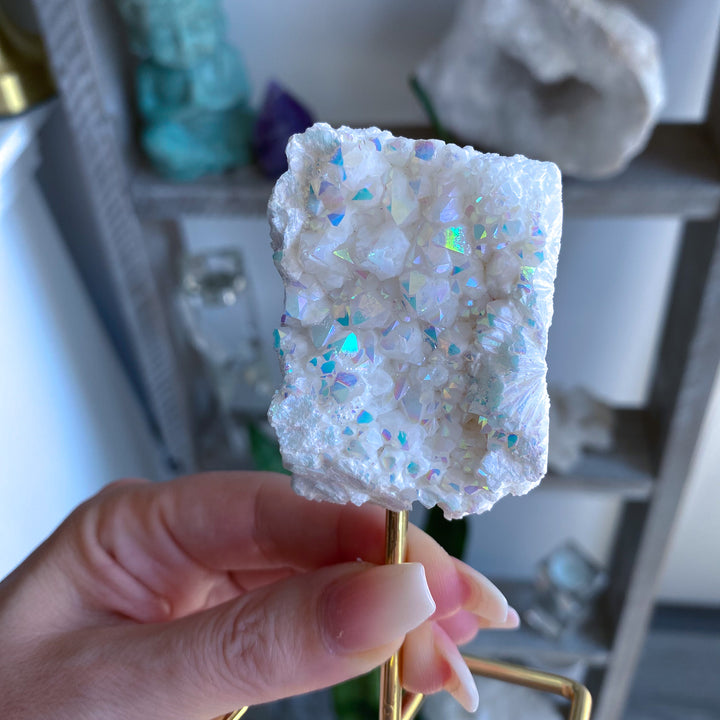 Angel Aura Quartz Cluster on Stand