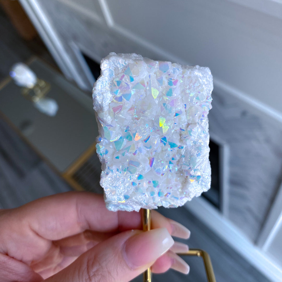 Angel Aura Quartz Cluster on Stand