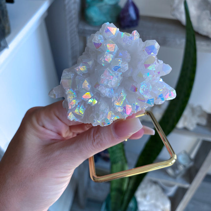Angel Aura Quartz Cluster on Stand
