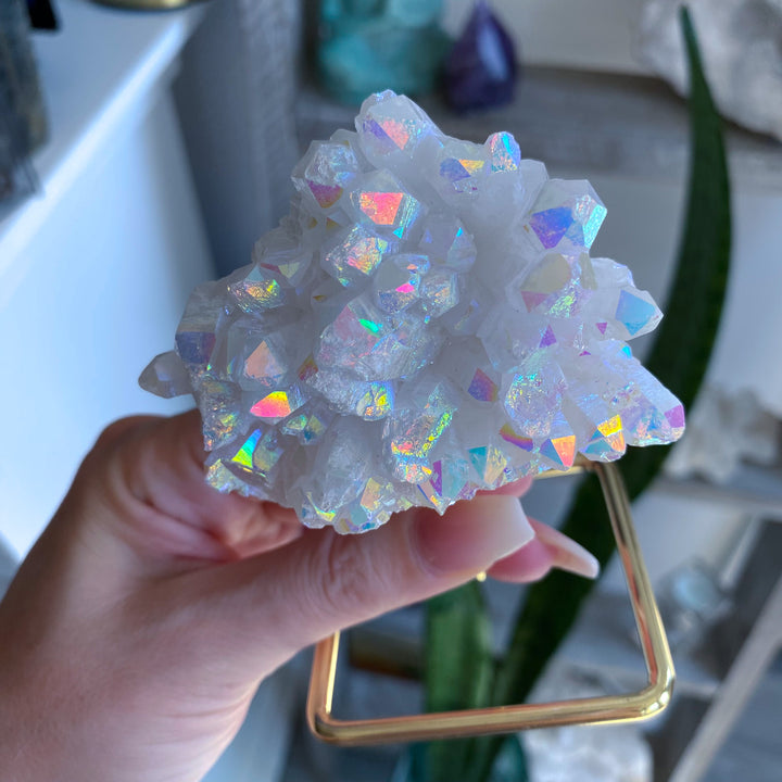 Angel Aura Quartz Cluster on Stand
