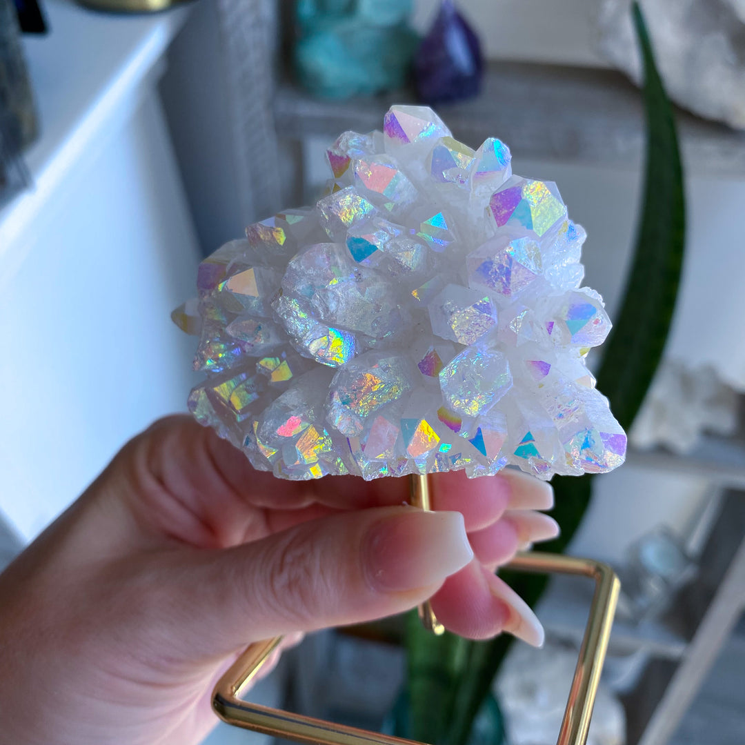 Angel Aura Quartz Cluster on Stand