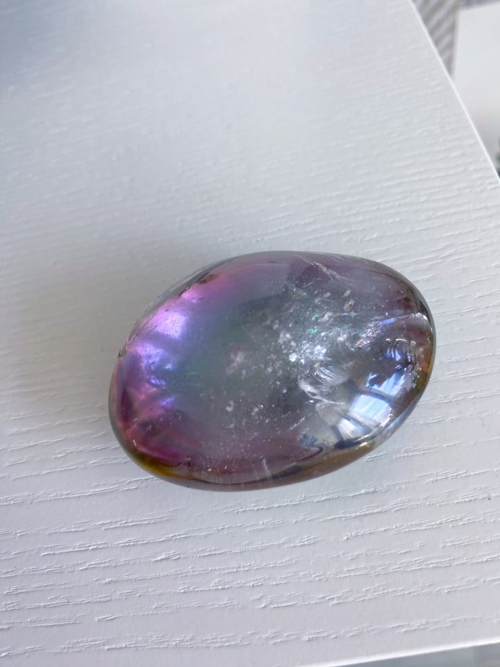 Angel Aura Quartz Palm Stone - Emotional Stability