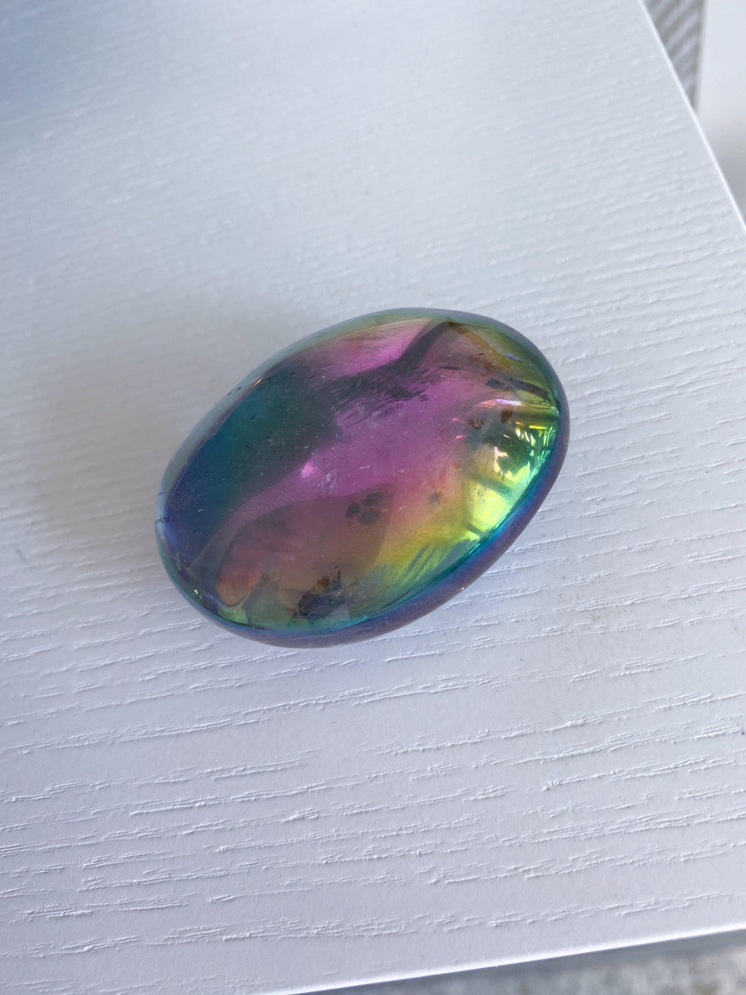 Angel Aura Quartz Palm Stone - Emotional Stability