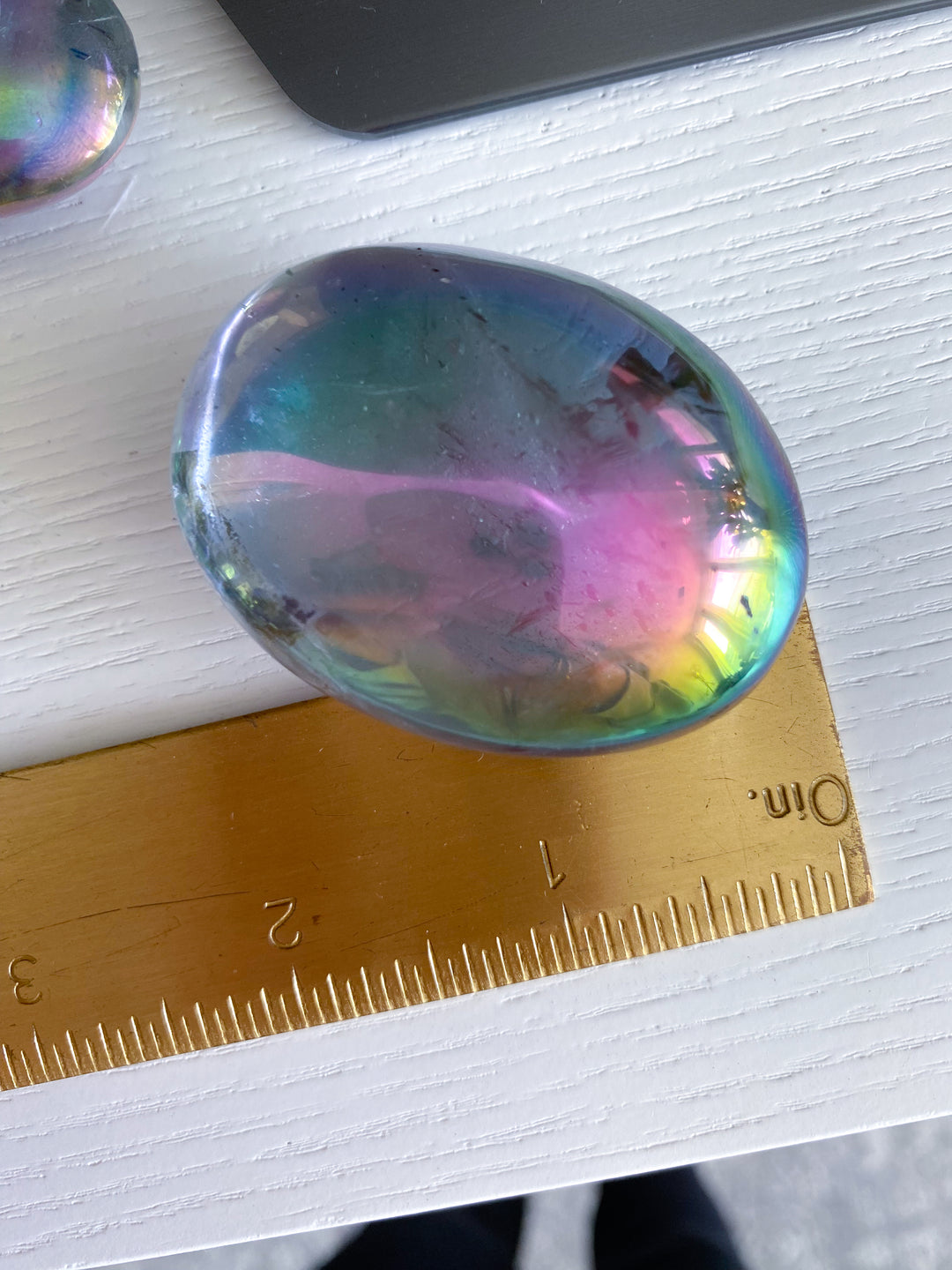 Angel Aura Quartz Palm Stone - Emotional Stability