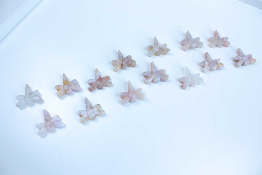 Pink Flower Agate Dragonfly Carving