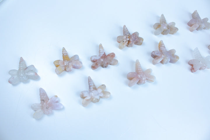 Pink Flower Agate Dragonfly Carving