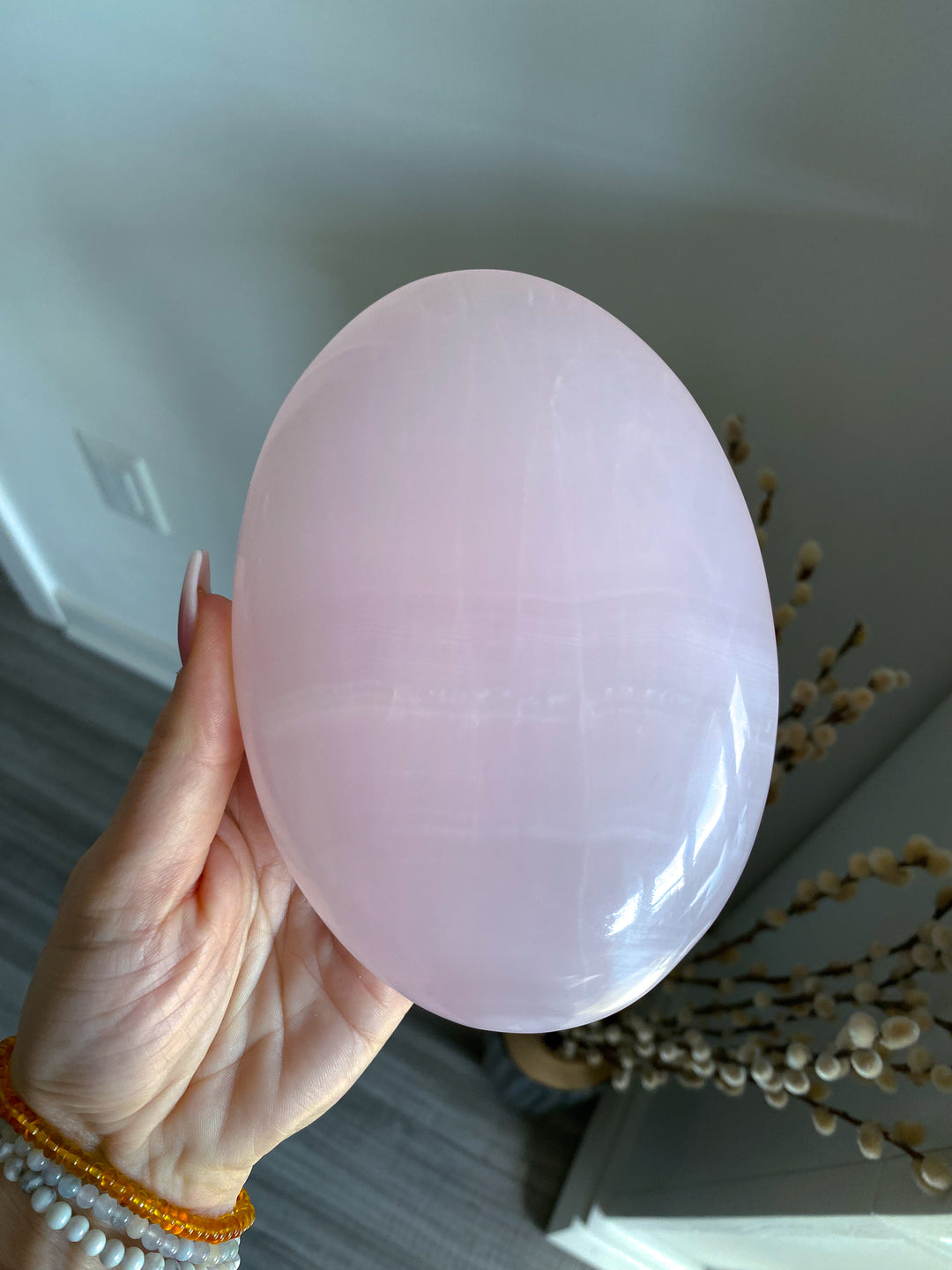 XL Pink Calcite Palm Stone Statement Piece 1lb 9oz