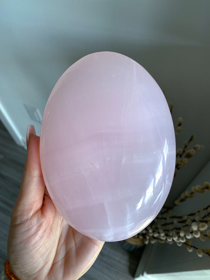 XL Pink Calcite Palm Stone Statement Piece 1lb 9oz