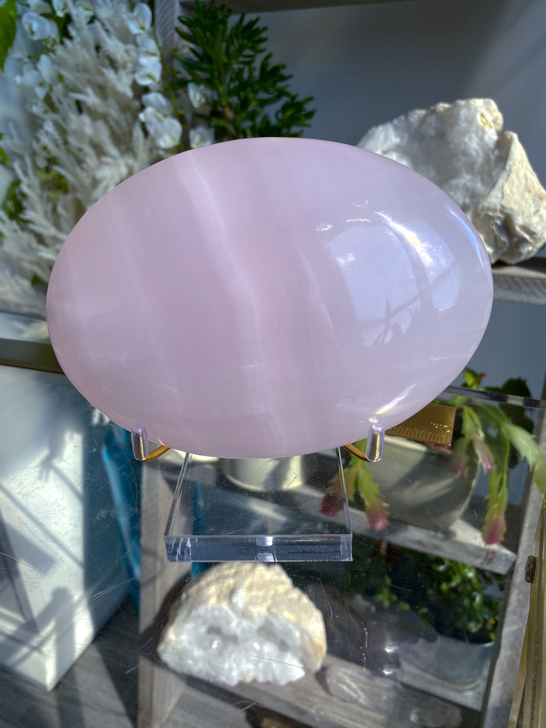 XL Pink Calcite Palm Stone Statement Piece 1lb 9oz
