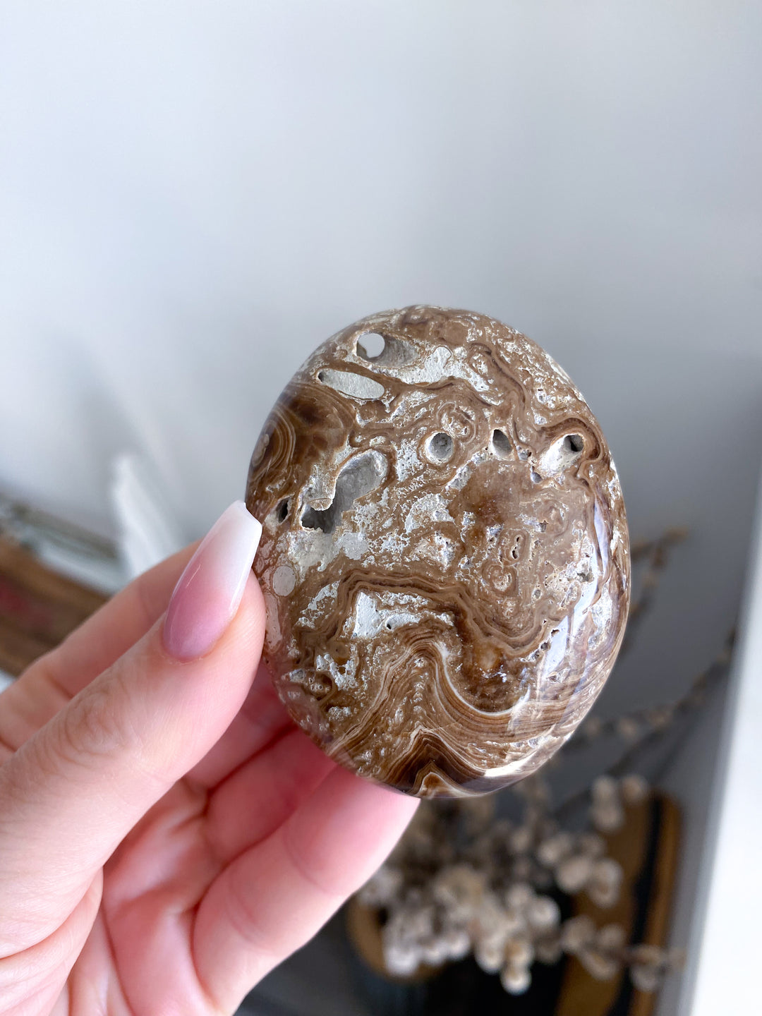 Chocolate Calcite Palm Stone