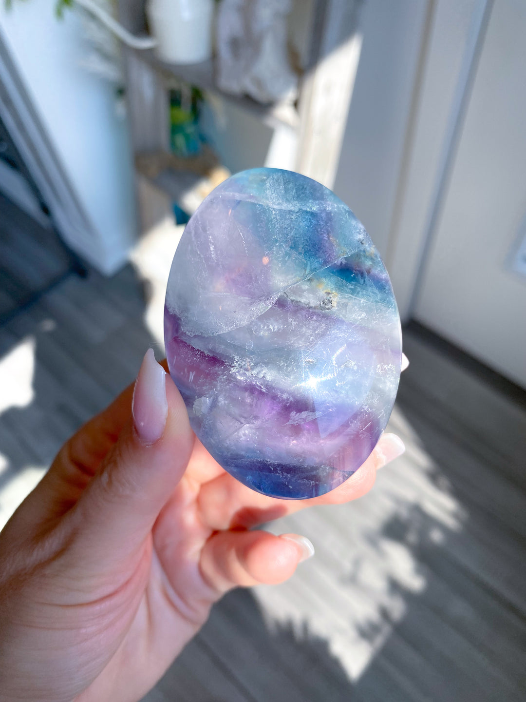 Beautiful Unicorn Rainbow Fluorite Palm #3