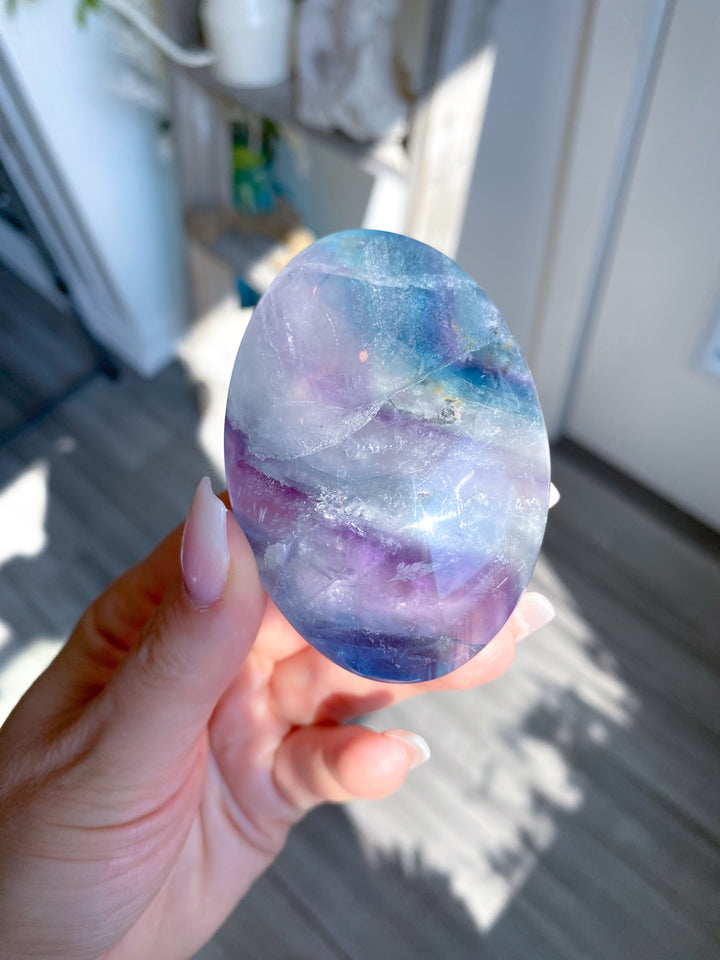 Beautiful Unicorn Rainbow Fluorite Palm #3