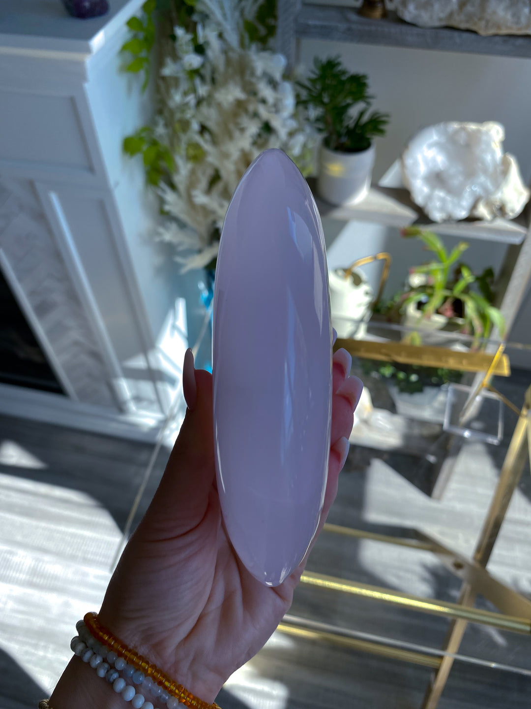 XL Pink Calcite Palm Stone Statement Piece 1lb 9oz