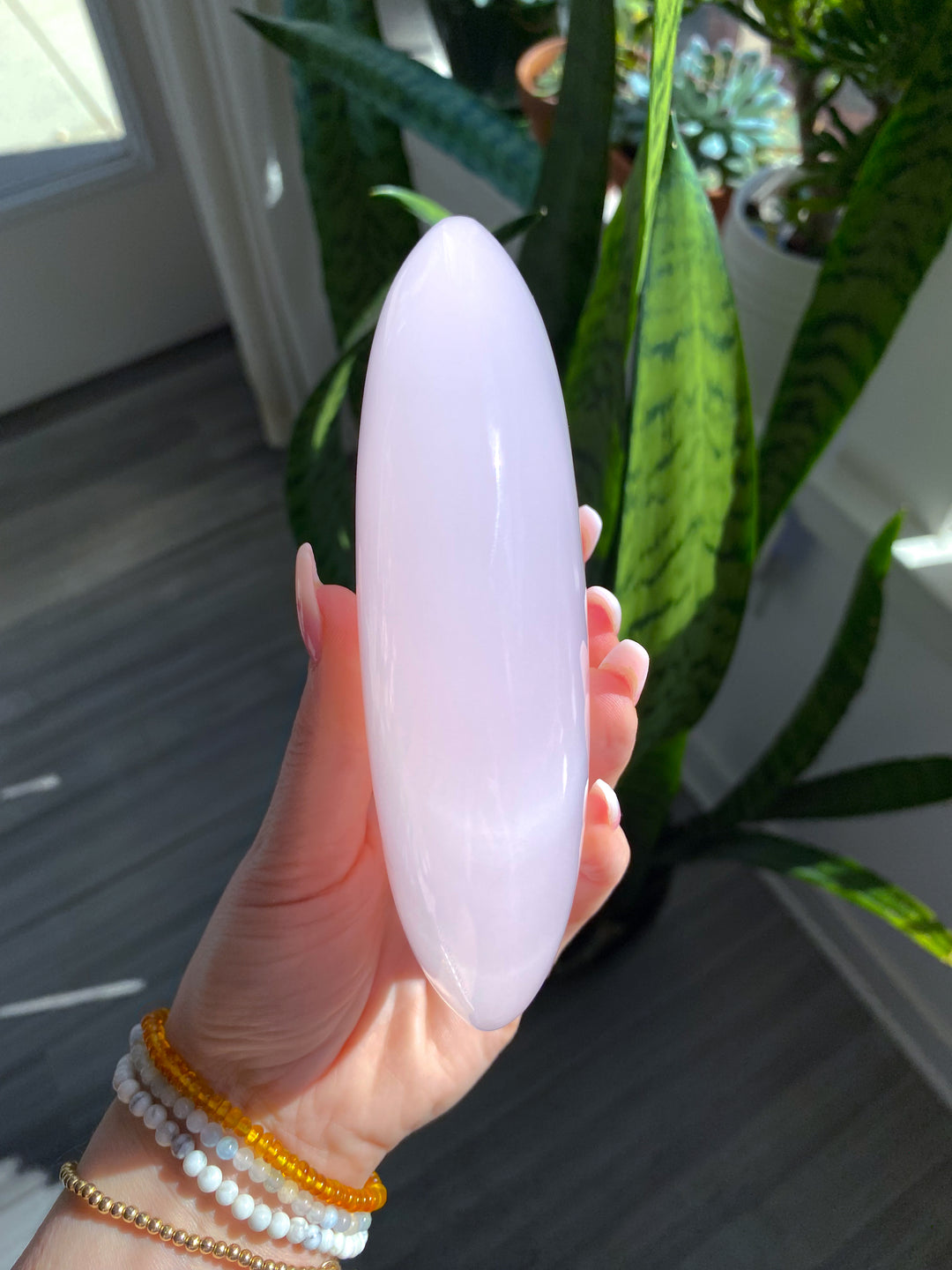 XL Pink Calcite Palm Stone Statement Piece 1lb 9oz