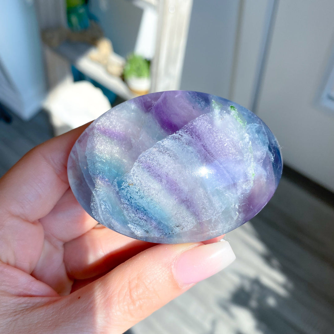 Beautiful Unicorn Rainbow Fluorite Palm #3