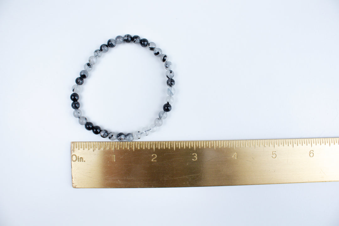Quartz with Black Tourmaline 6mm or 8mm Bracelet