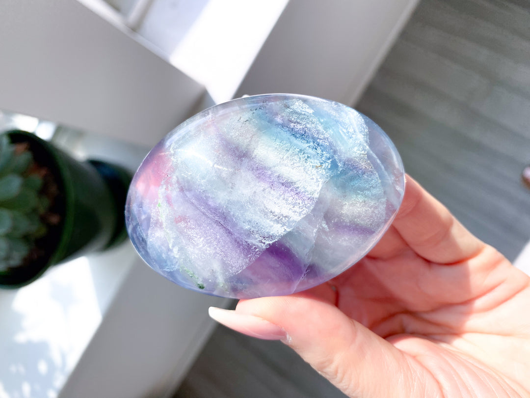 Beautiful Unicorn Rainbow Fluorite Palm #3