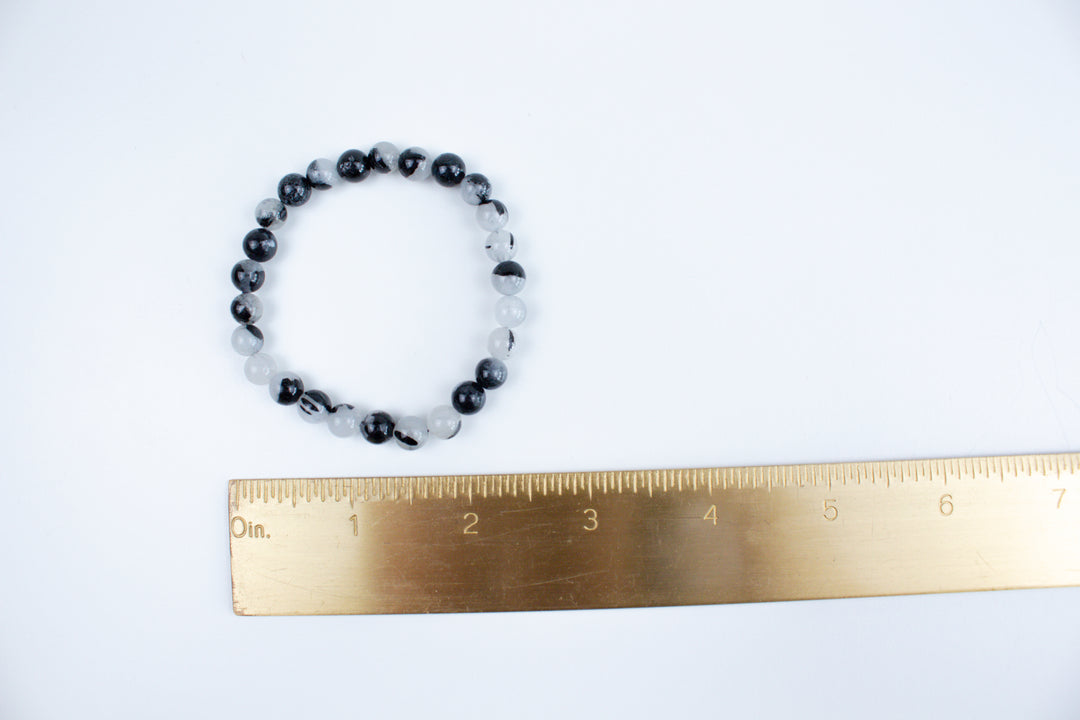Quartz with Black Tourmaline 6mm or 8mm Bracelet