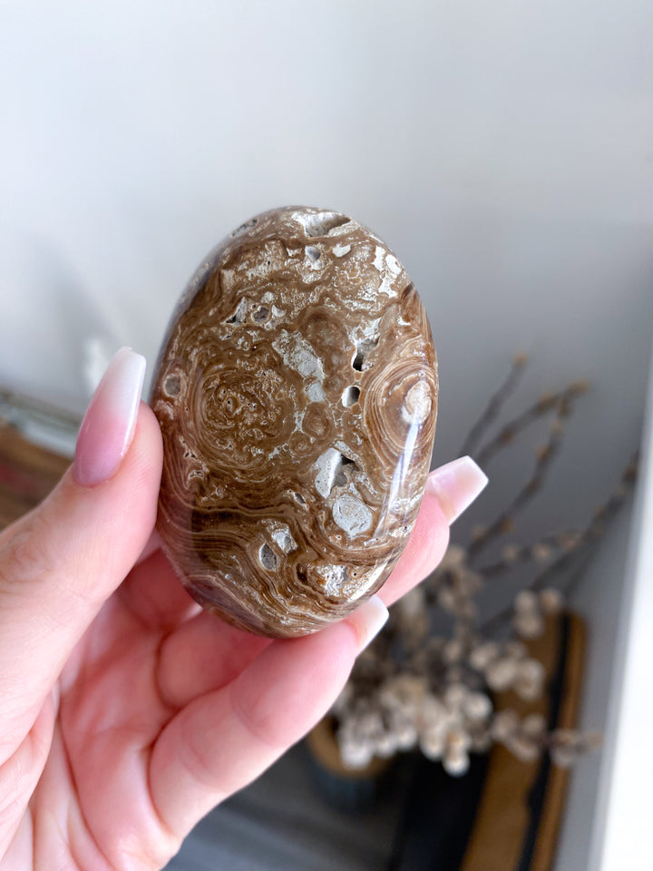 Chocolate Calcite Palm Stone