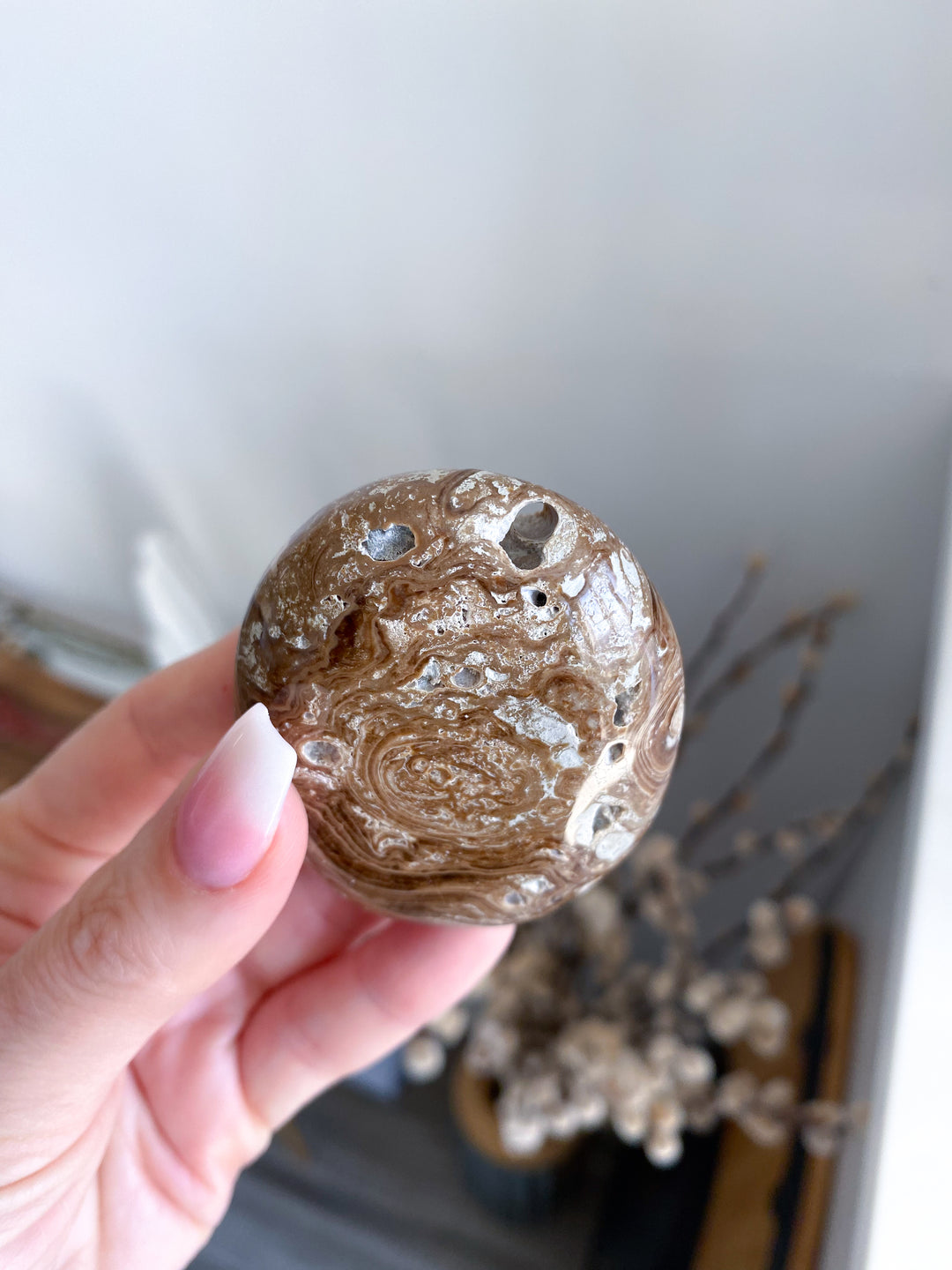 Chocolate Calcite Palm Stone