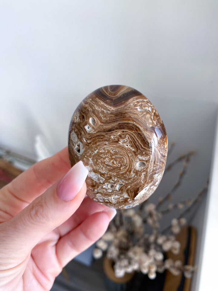 Chocolate Calcite Palm Stone