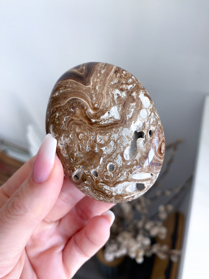 Chocolate Calcite Palm Stone