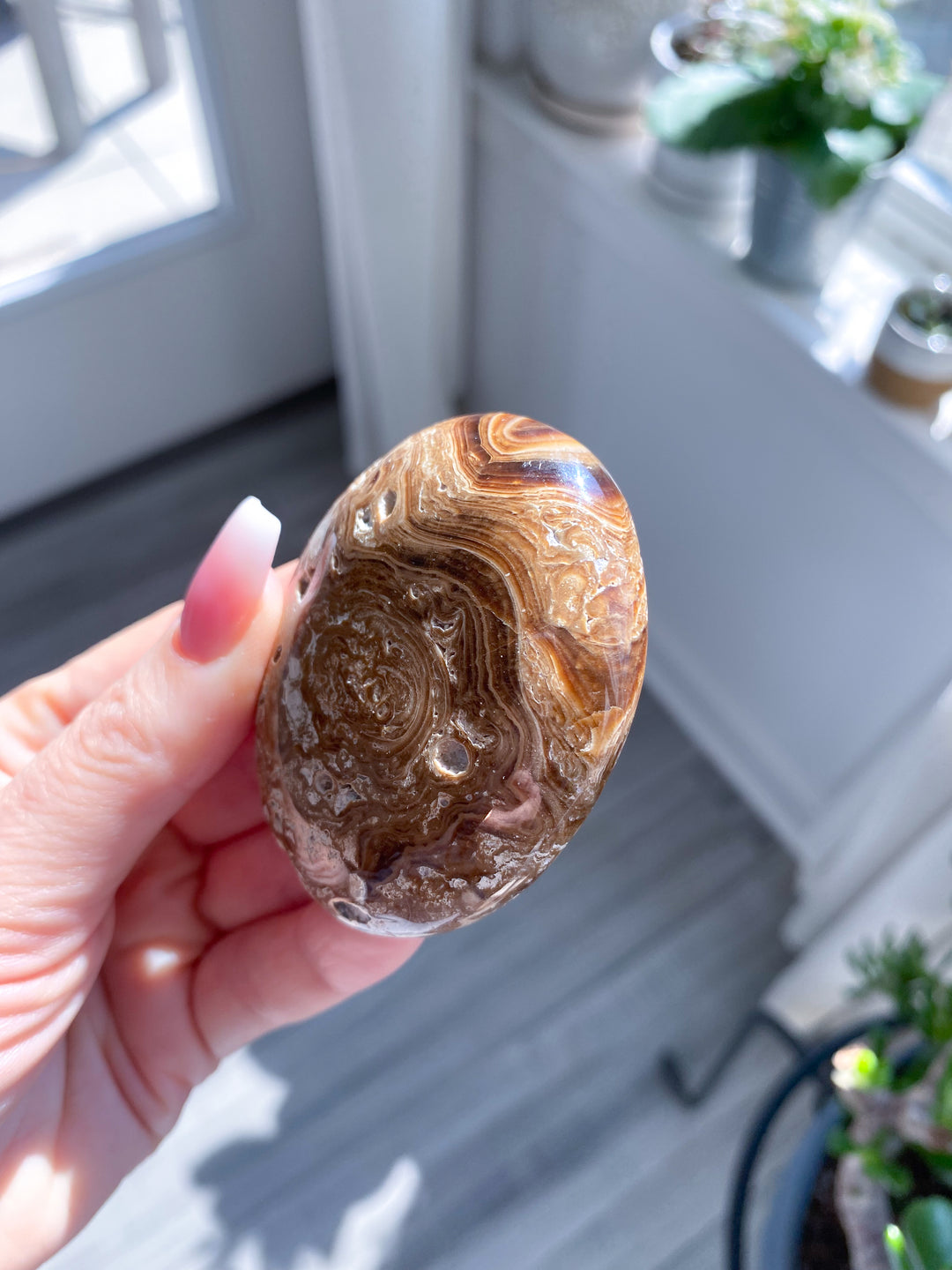Chocolate Calcite Palm Stone