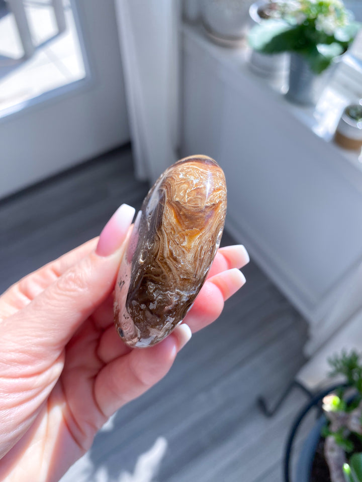 Chocolate Calcite Palm Stone