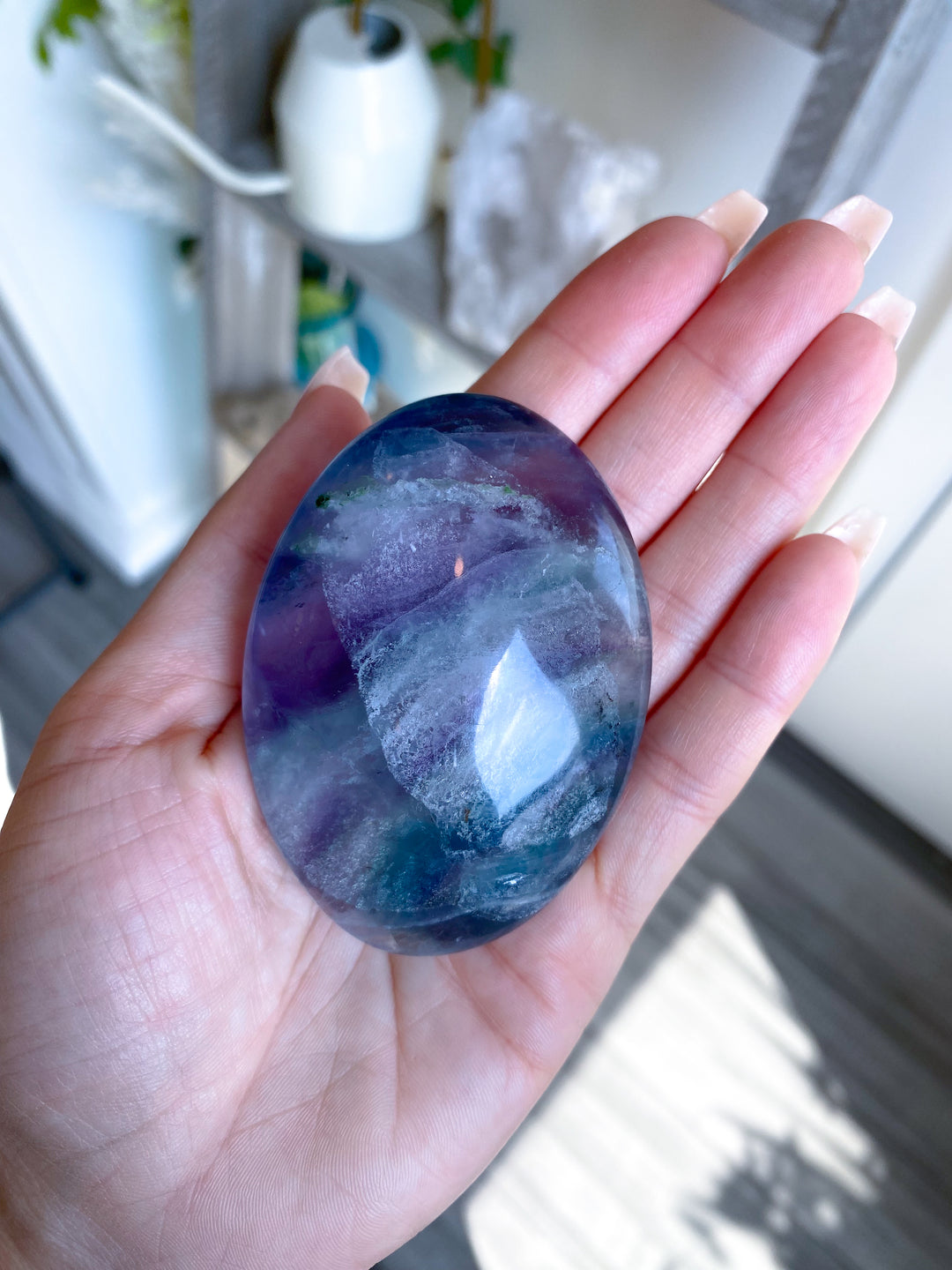 Beautiful Unicorn Rainbow Fluorite Palm #3