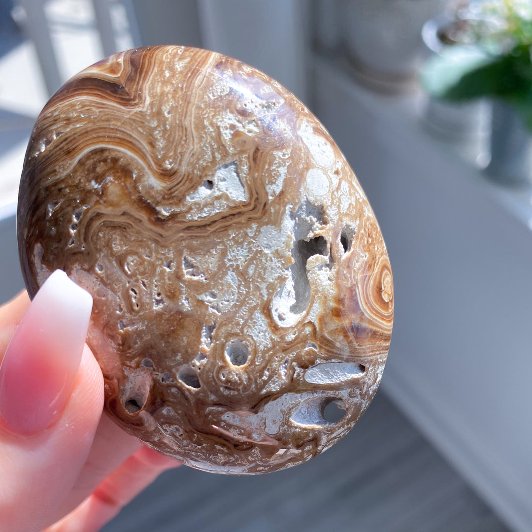 Chocolate Calcite Palm Stone