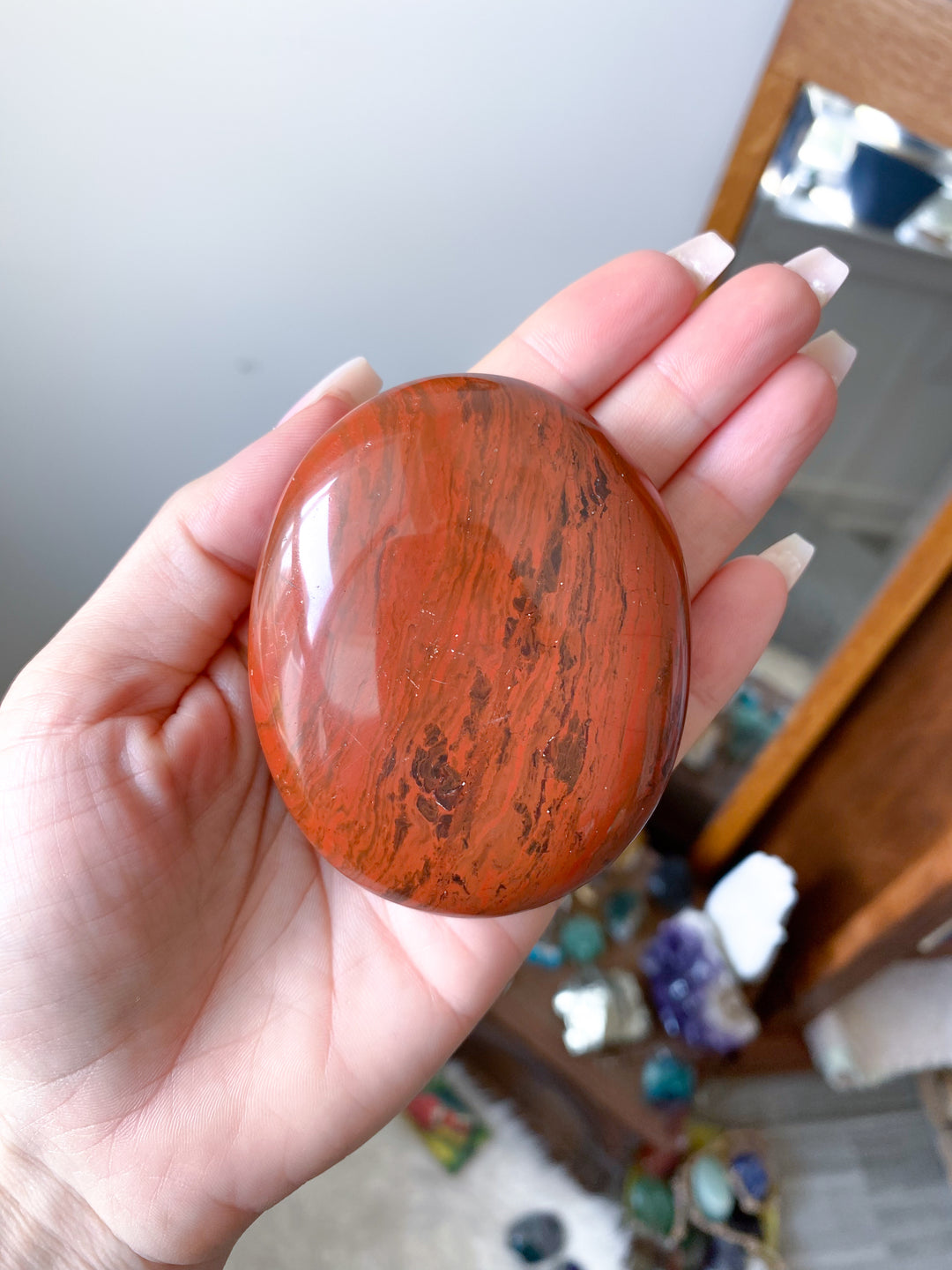 Large Red Jasper Palm Stone #1