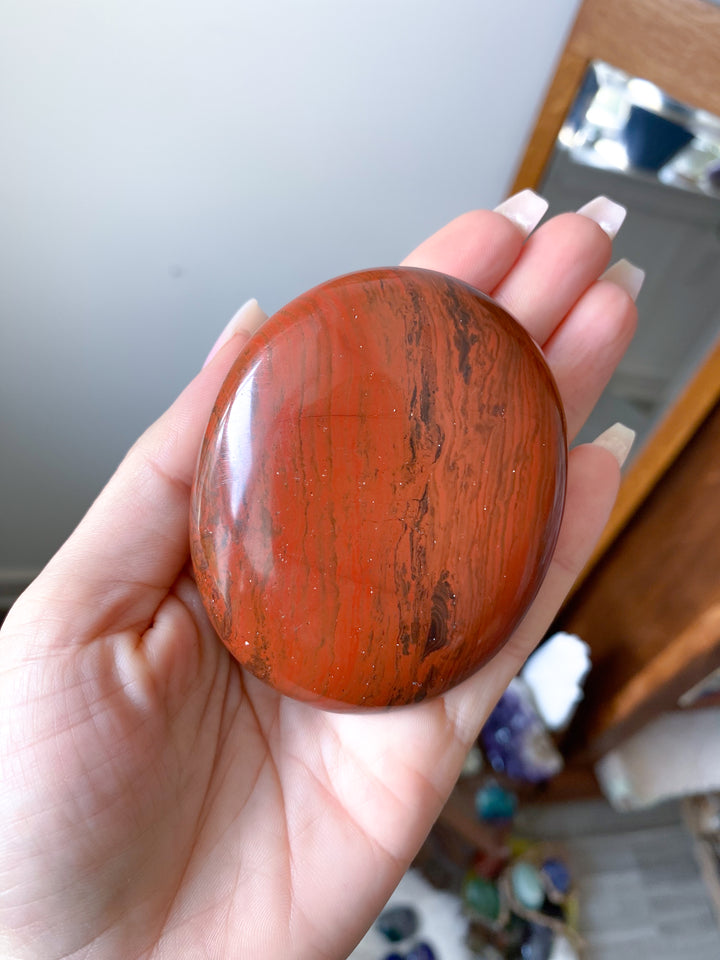 Large Red Jasper Palm Stone #1