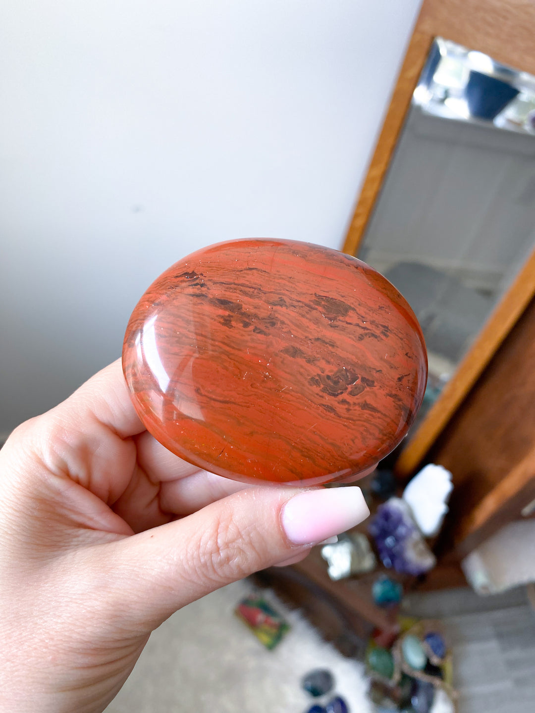 Large Red Jasper Palm Stone #1