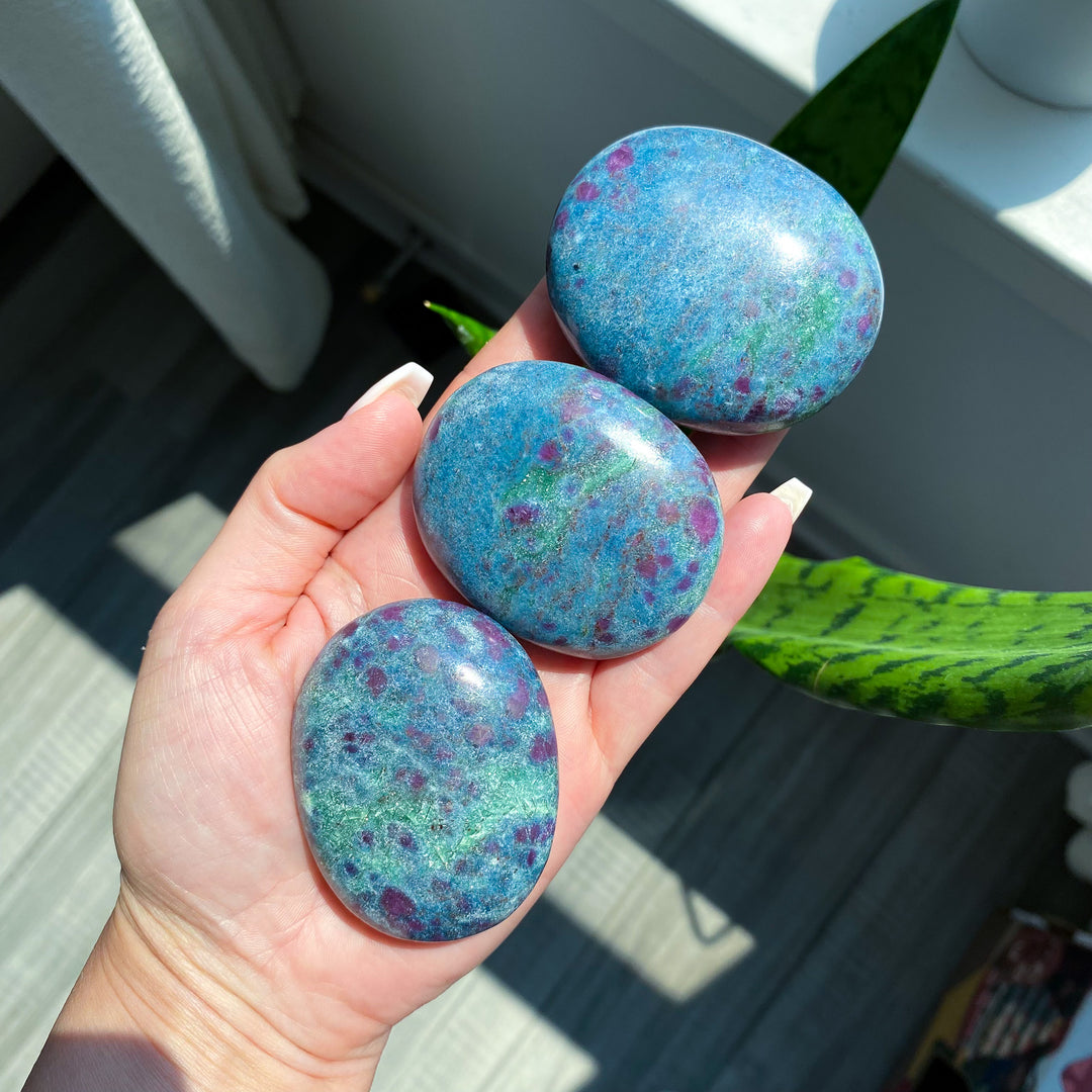 Ruby in Kyanite Palm Stone