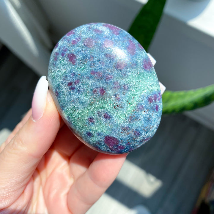 Ruby in Kyanite Palm Stone