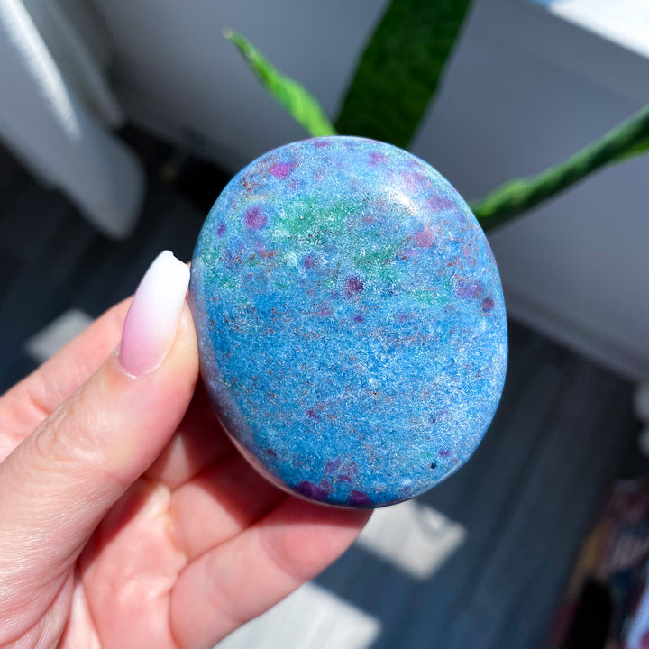 Ruby in Kyanite Palm Stone