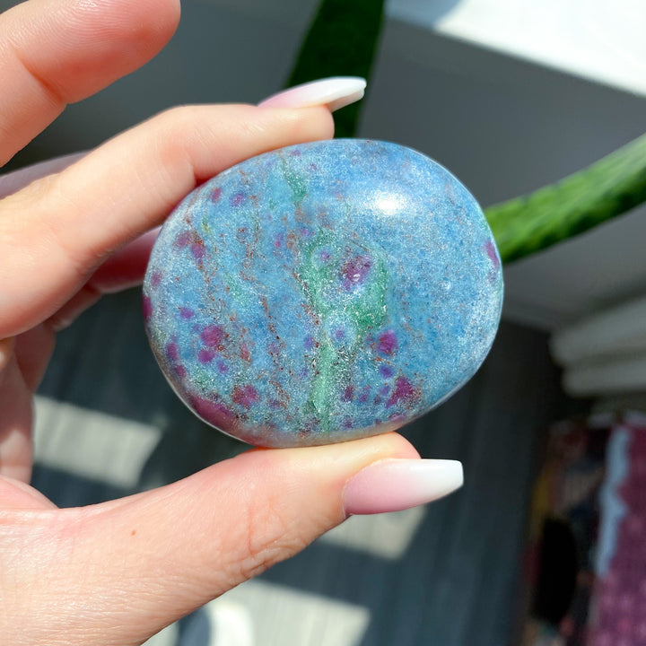 Ruby in Kyanite Palm Stone