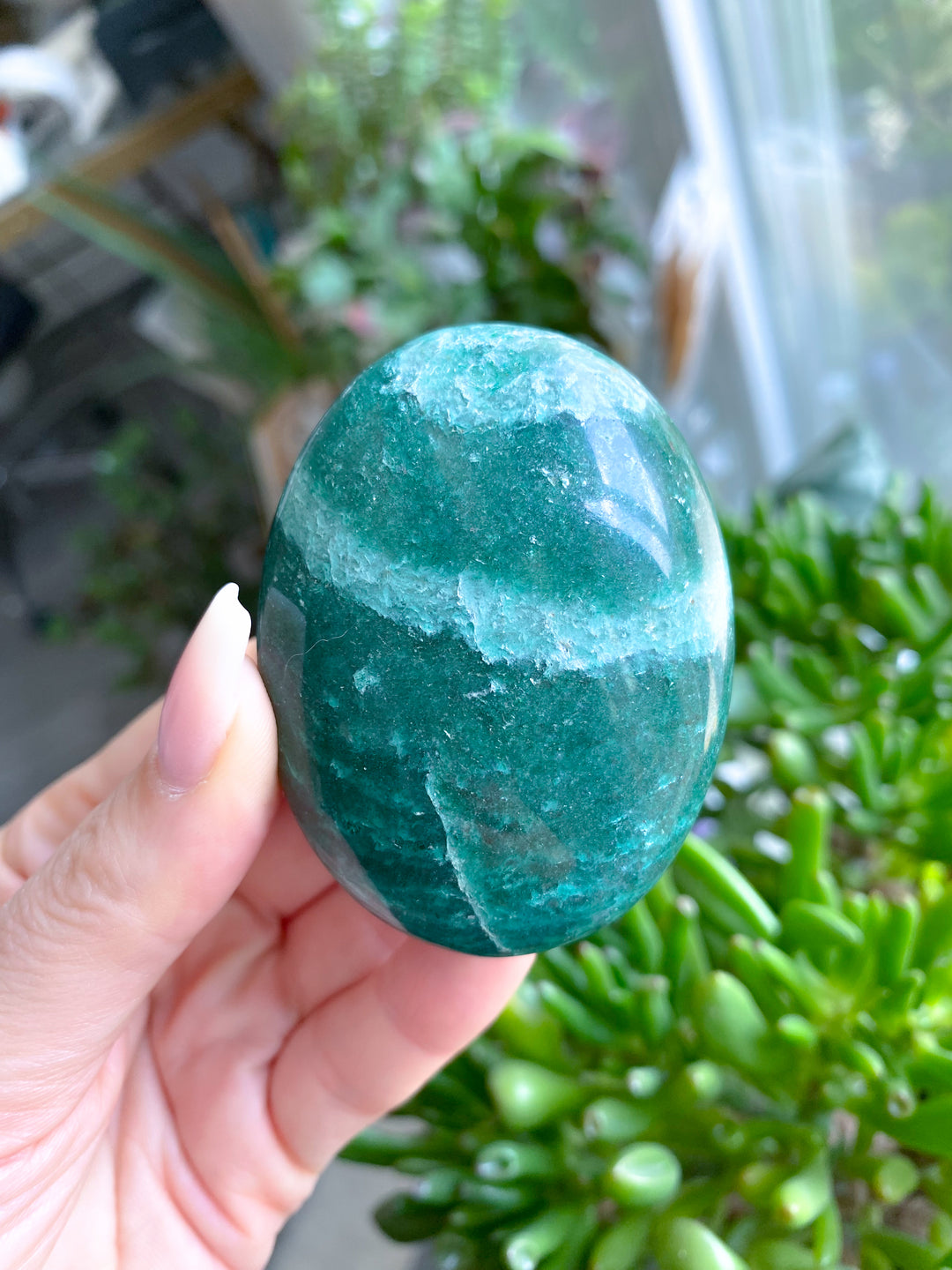 Bright Green Aventurine Palm Stone #4
