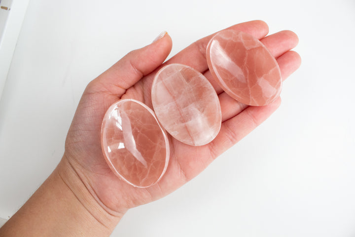 Large Rose Calcite Pink Worry Stone