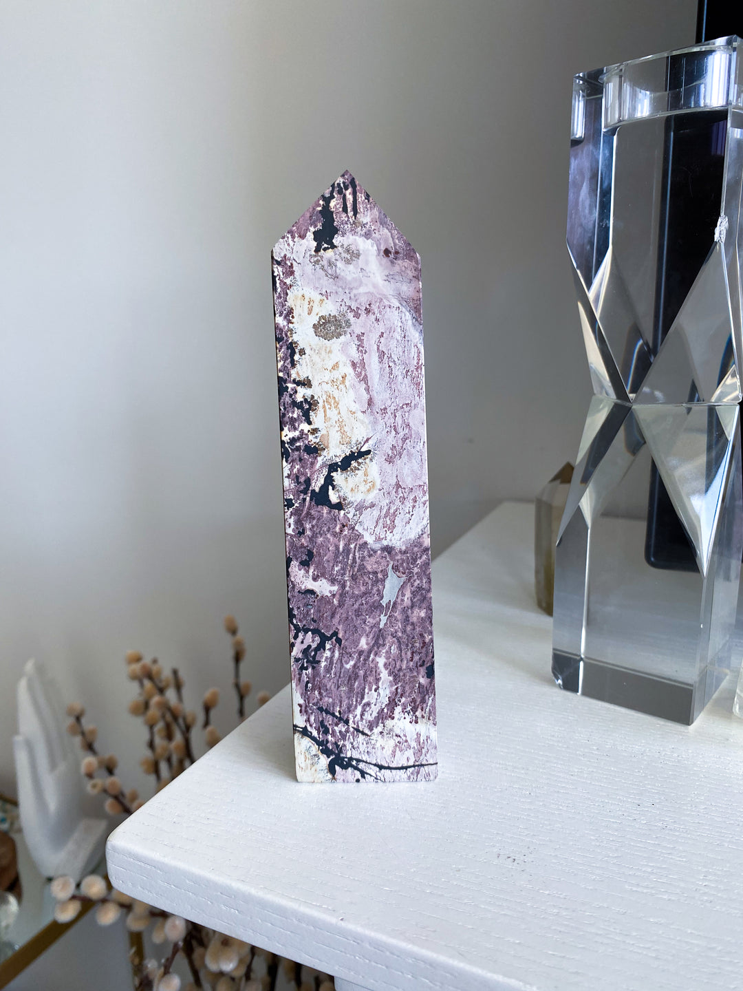 Stunning 6" Tall XL Picture Jasper Mauve Tower