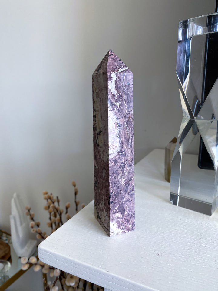 Stunning 6" Tall XL Picture Jasper Mauve Tower