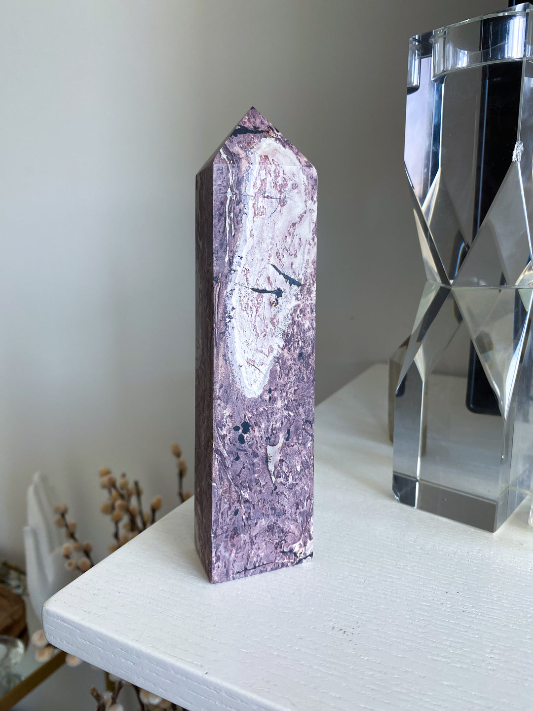 Stunning 6" Tall XL Picture Jasper Mauve Tower