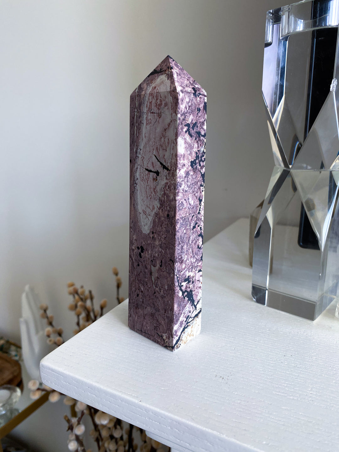 Stunning 6" Tall XL Picture Jasper Mauve Tower