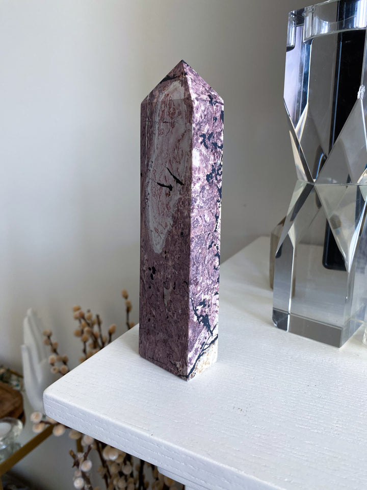 Stunning 6" Tall XL Picture Jasper Mauve Tower