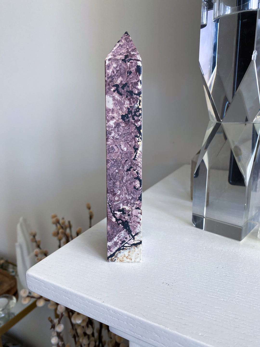 Stunning 6" Tall XL Picture Jasper Mauve Tower