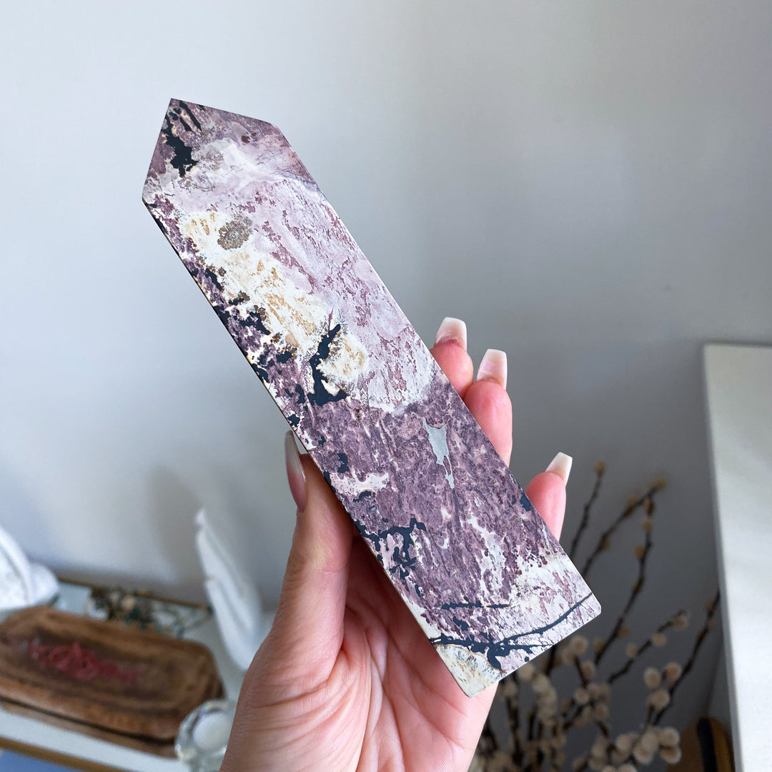 Stunning 6" Tall XL Picture Jasper Mauve Tower