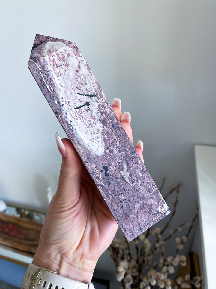 Stunning 6" Tall XL Picture Jasper Mauve Tower