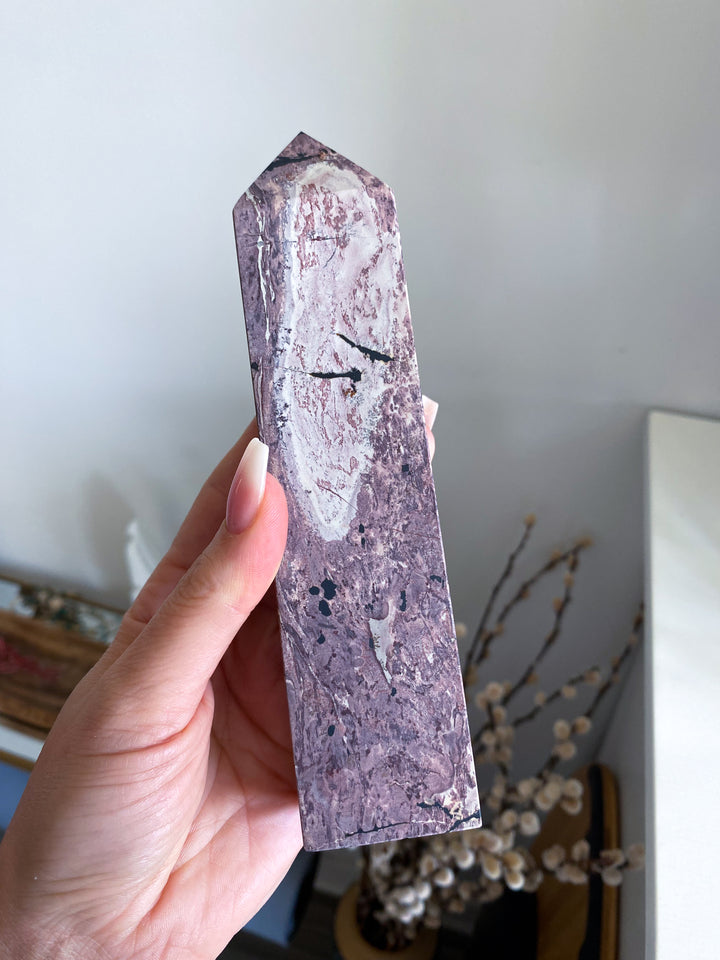 Stunning 6" Tall XL Picture Jasper Mauve Tower